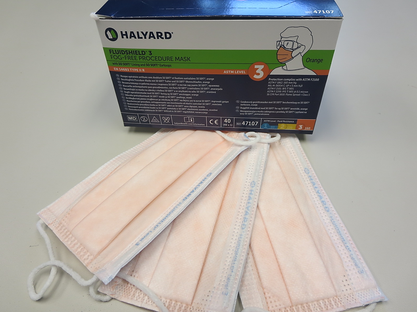 Halyard® Fluidshield® Level 3 Fog-Free So-Soft® Masks